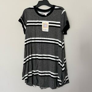 LuLaRoe Erika Gray and Black Striped Top